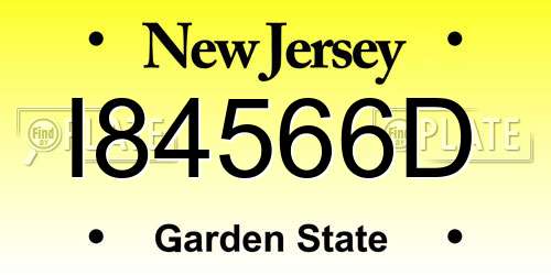 I84566D New Jersey License Plate