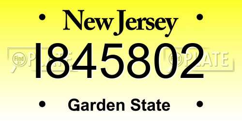 I845802 New Jersey License Plate