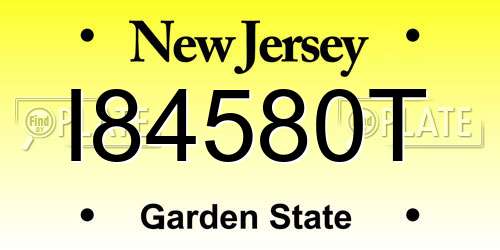 I84580T New Jersey License Plate