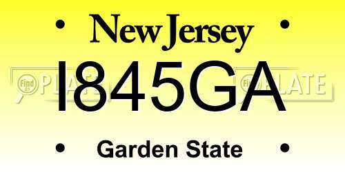 I845GA New Jersey License Plate