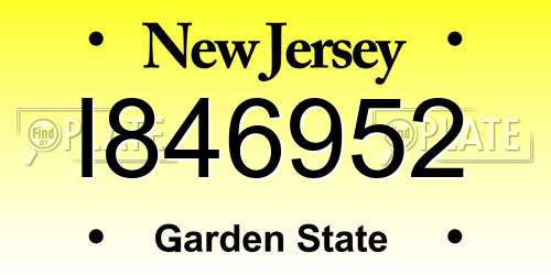 I846952 New Jersey License Plate