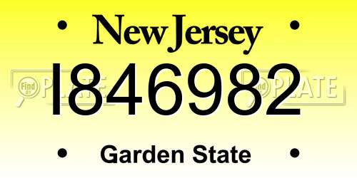 I846982 New Jersey License Plate