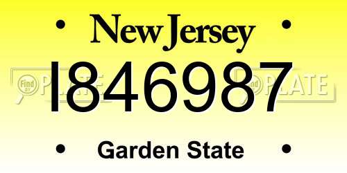 I846987 New Jersey License Plate