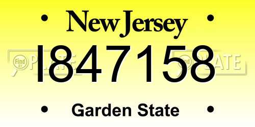 I847158 New Jersey License Plate