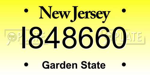 I848660 New Jersey License Plate