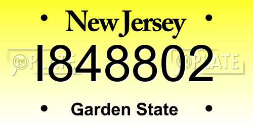 I848802 New Jersey License Plate
