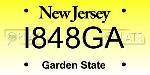 I848GA New Jersey License Plate