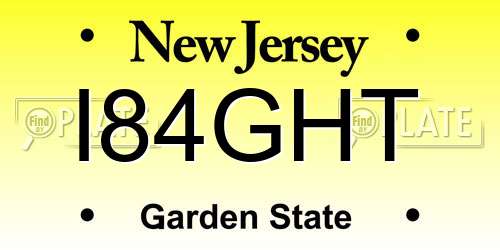 I84GHT New Jersey License Plate