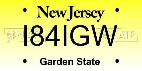 I84IGW New Jersey License Plate
