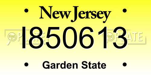 I850613 New Jersey License Plate