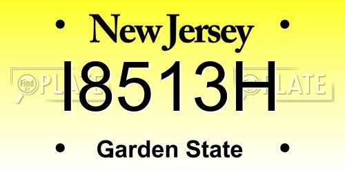 I8513H New Jersey License Plate