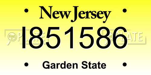 I851586 New Jersey License Plate