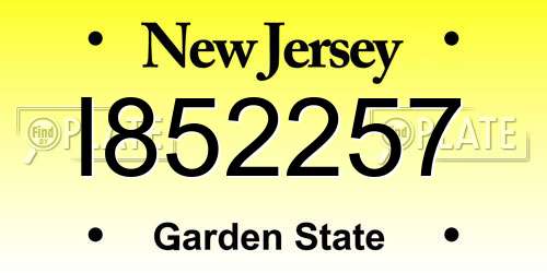 I852257 New Jersey License Plate