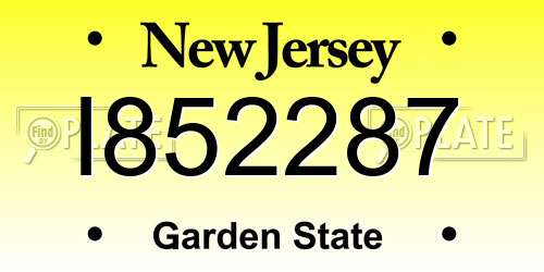 I852287 New Jersey License Plate