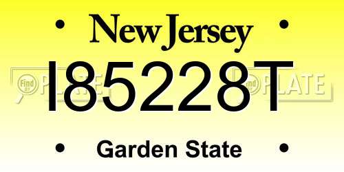 I85228T New Jersey License Plate