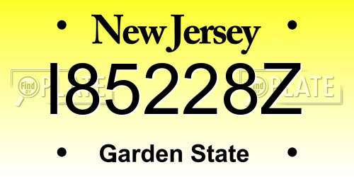 I85228Z New Jersey License Plate