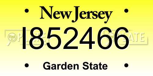 I852466 New Jersey License Plate