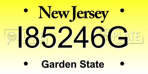 I85246G New Jersey License Plate