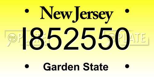 I852550 New Jersey License Plate