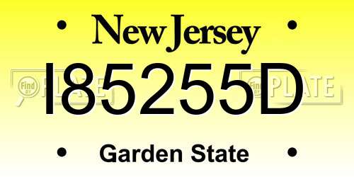 I85255D New Jersey License Plate