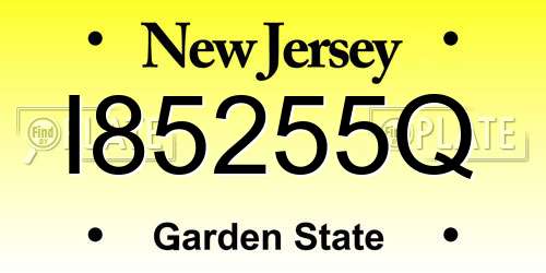 I85255Q New Jersey License Plate