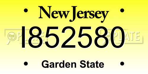 I852580 New Jersey License Plate