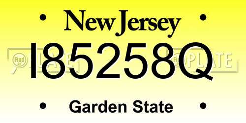 I85258Q New Jersey License Plate
