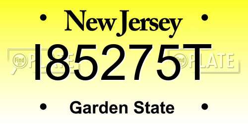 I85275T New Jersey License Plate