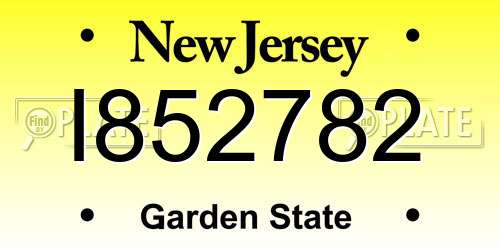 I852782 New Jersey License Plate