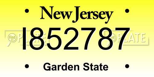 I852787 New Jersey License Plate