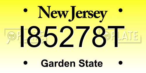 I85278T New Jersey License Plate