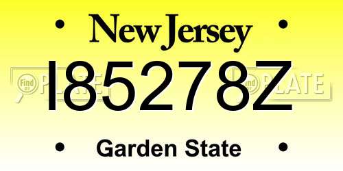 I85278Z New Jersey License Plate