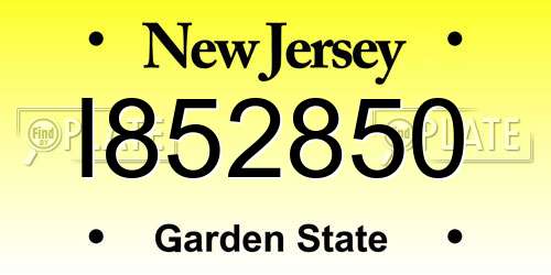 I852850 New Jersey License Plate