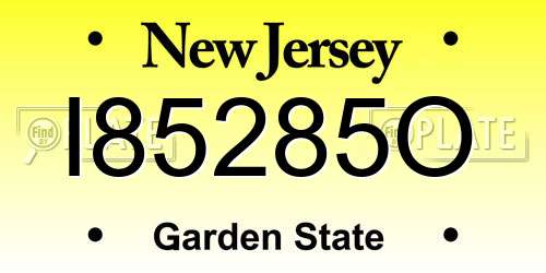 I85285O New Jersey License Plate