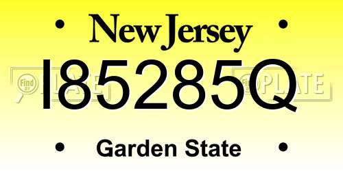 I85285Q New Jersey License Plate