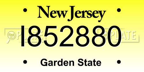 I852880 New Jersey License Plate
