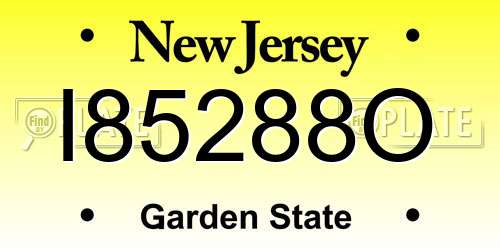 I85288O New Jersey License Plate