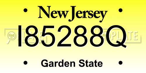 I85288Q New Jersey License Plate