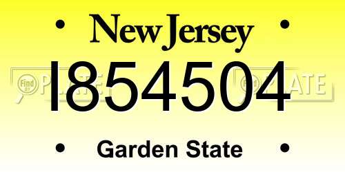 I854504 New Jersey License Plate