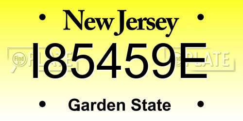 I85459E New Jersey License Plate