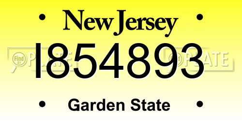 I854893 New Jersey License Plate