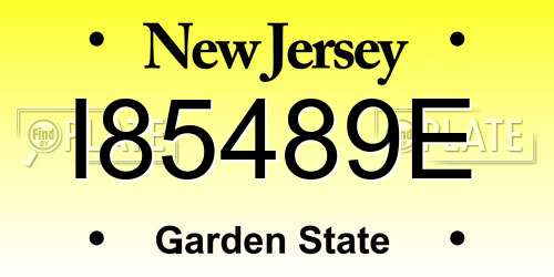 I85489E New Jersey License Plate