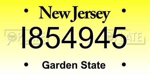 I854945 New Jersey License Plate