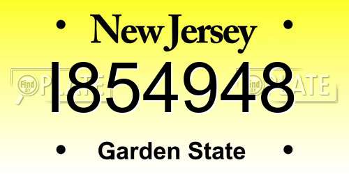 I854948 New Jersey License Plate