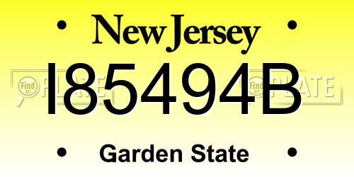 I85494B New Jersey License Plate