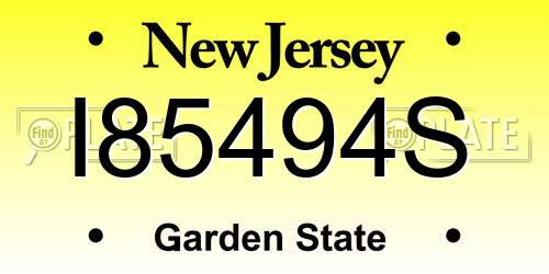 I85494S New Jersey License Plate