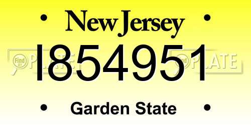 I854951 New Jersey License Plate