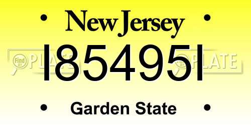 I85495I New Jersey License Plate