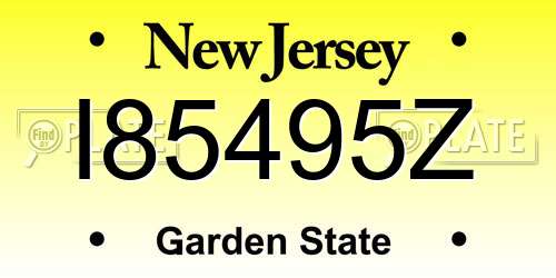 I85495Z New Jersey License Plate