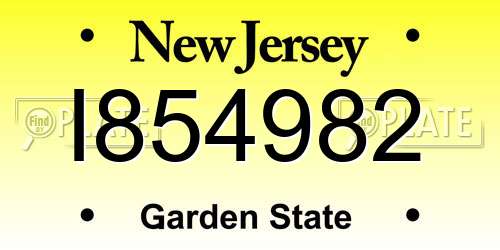 I854982 New Jersey License Plate
